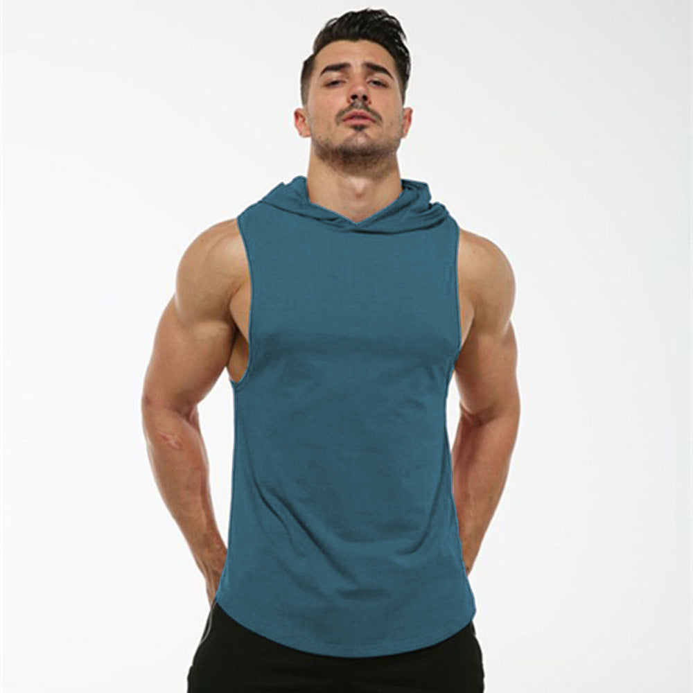 Men's Workout Elastic Hooded Sleeveless Sweater