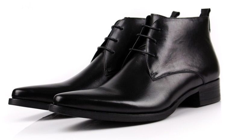 Lace Up Business Short Boots High Top Shoes For Men