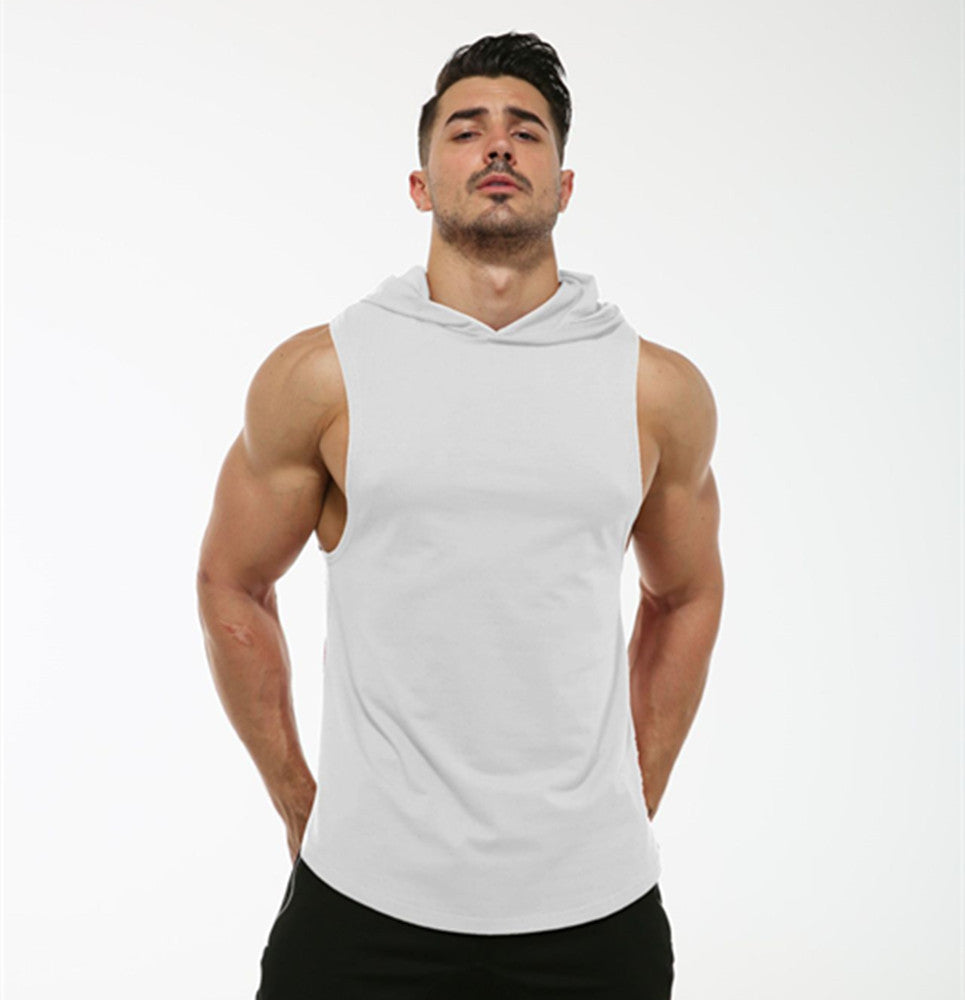 Men's Workout Elastic Hooded Sleeveless Sweater