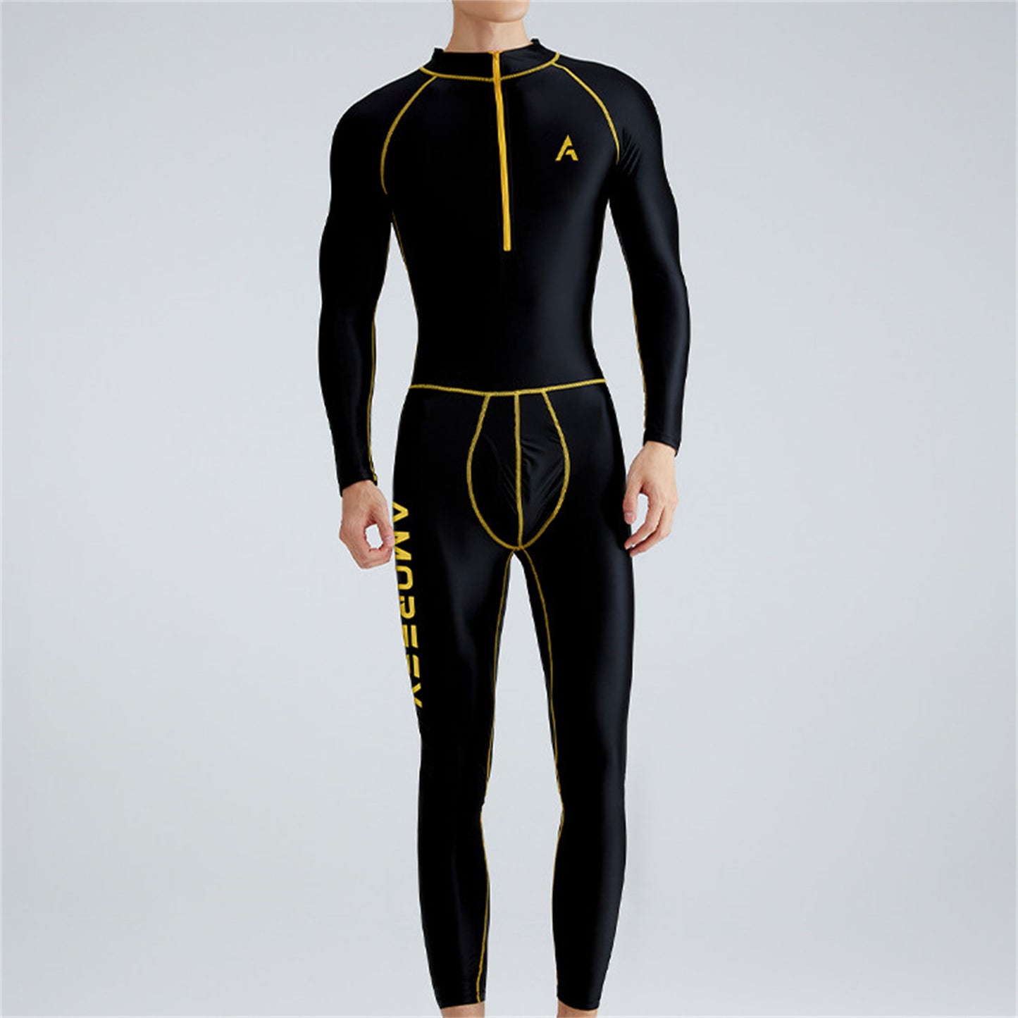 Solid Color Front Zipper Long Sleeve Nine Minute Pants Versatile Jumpsuit