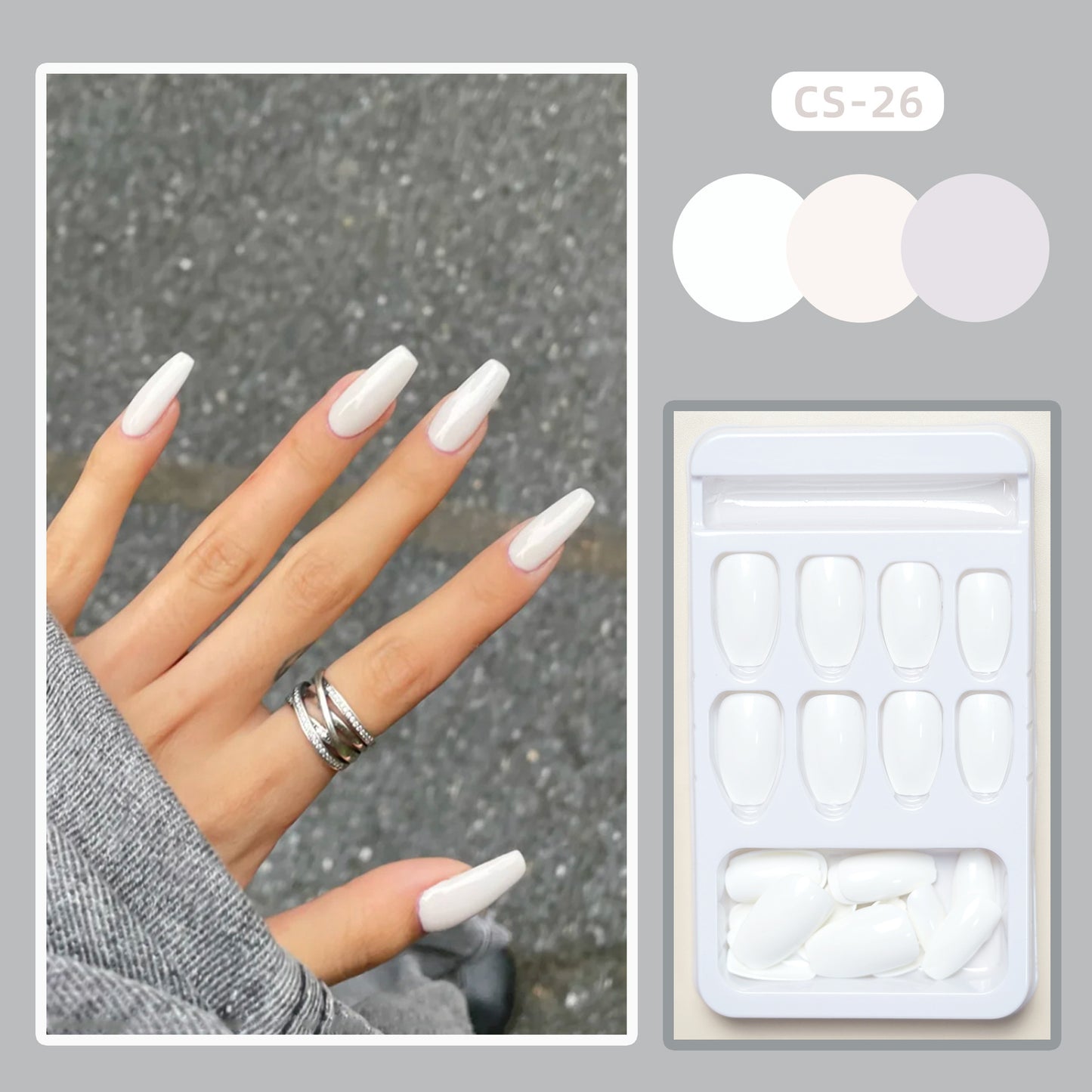 Ballet Bright White Fake Nail Tip Wear Finished Product