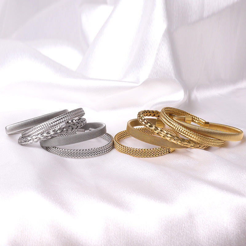 Stainless Steel Fashion Woven Open-ended Bracelet