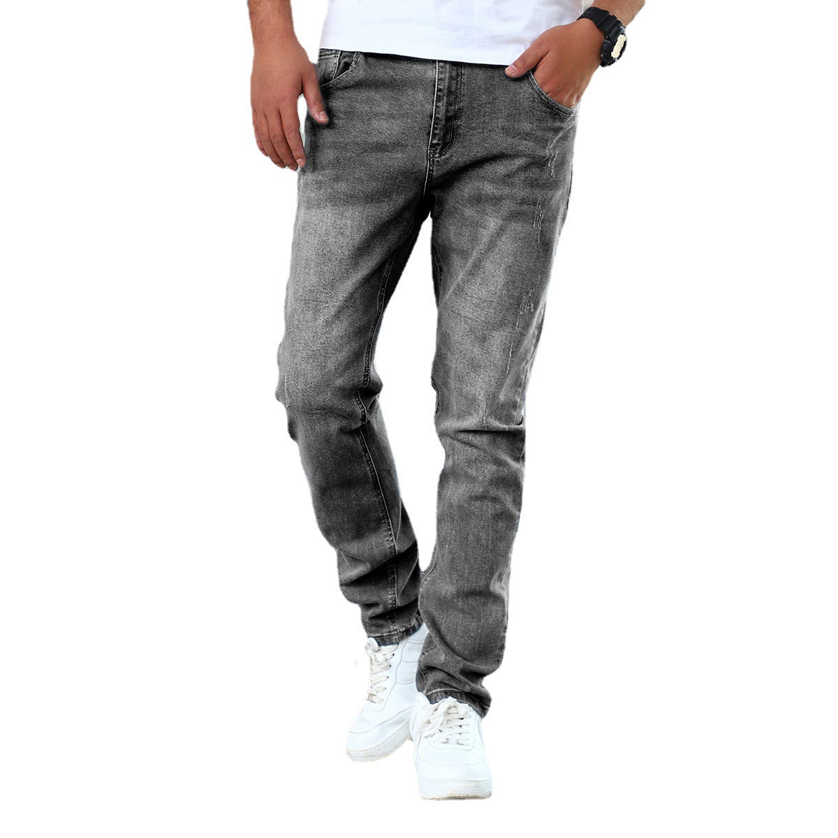 Men's Jeans Gray Trousers Stretch Skinny