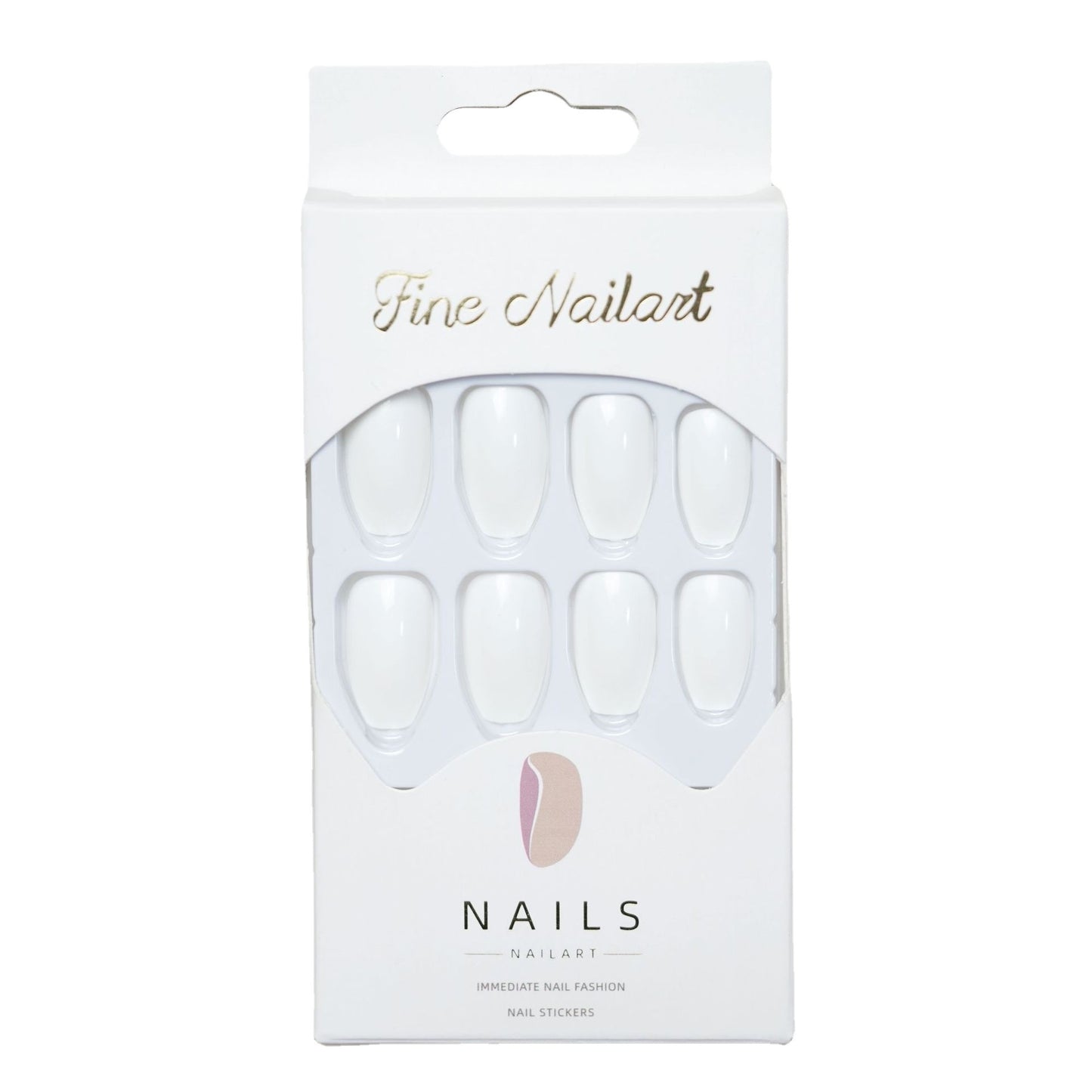 Ballet Bright White Fake Nail Tip Wear Finished Product