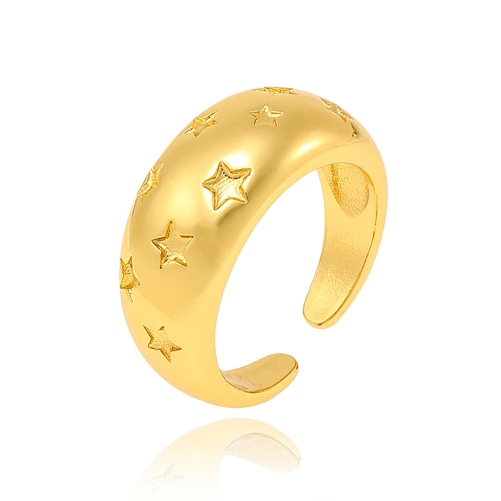 Personality Geometry Little Finger Copper Plating 18K Gold Can Be Adjustable Ring