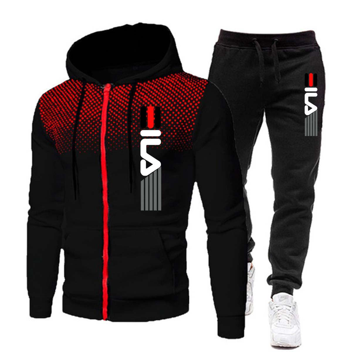 Autumn And Winter New European And American Fleece Sweater Sweatpants Men's Casual Sports Hooded Suit