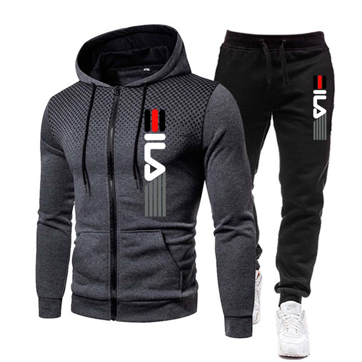 Autumn And Winter New European And American Fleece Sweater Sweatpants Men's Casual Sports Hooded Suit