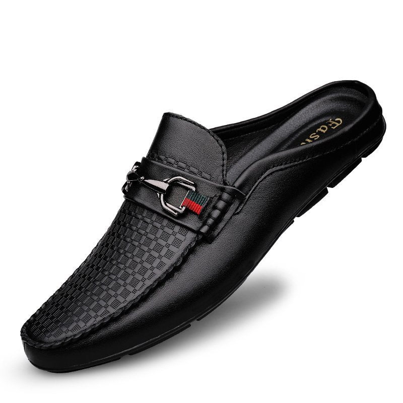 Men's Half-slippers Lazy Slip-on Leather Casual Shoes For Men