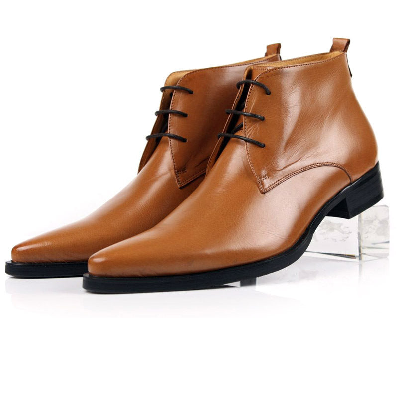Lace Up Business Short Boots High Top Shoes For Men