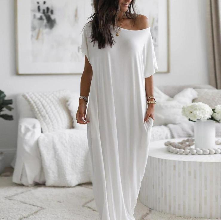 Solid Color Homewear Long Dress